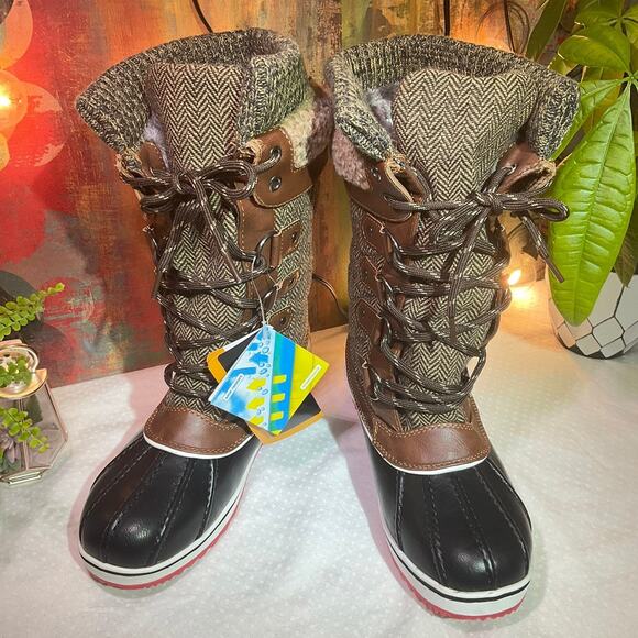 DREAM PAIRS Women's Mid Calf Winter Snow Boots, 6 M US, Brown - Picture 2 of 12